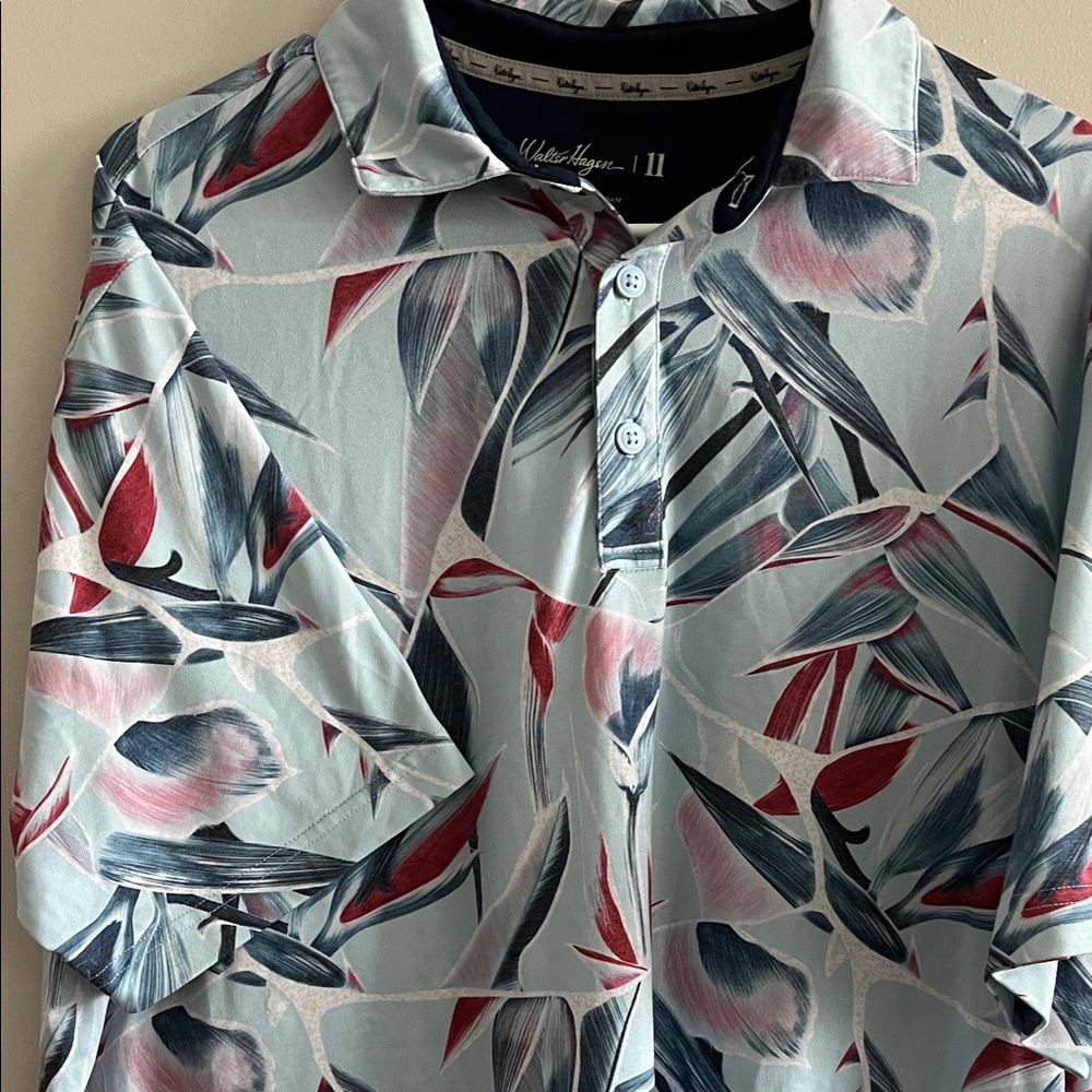 Walter Hagen Blue Design Golf Shirt Large
